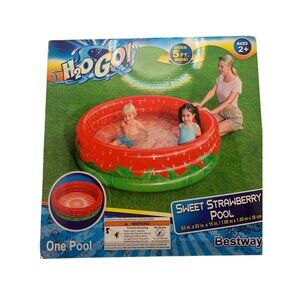 H2O GO! Sweet Strawberry Inflatable Pool For Kids Ages 2+ 63"x63"x15" Over 5 Ft